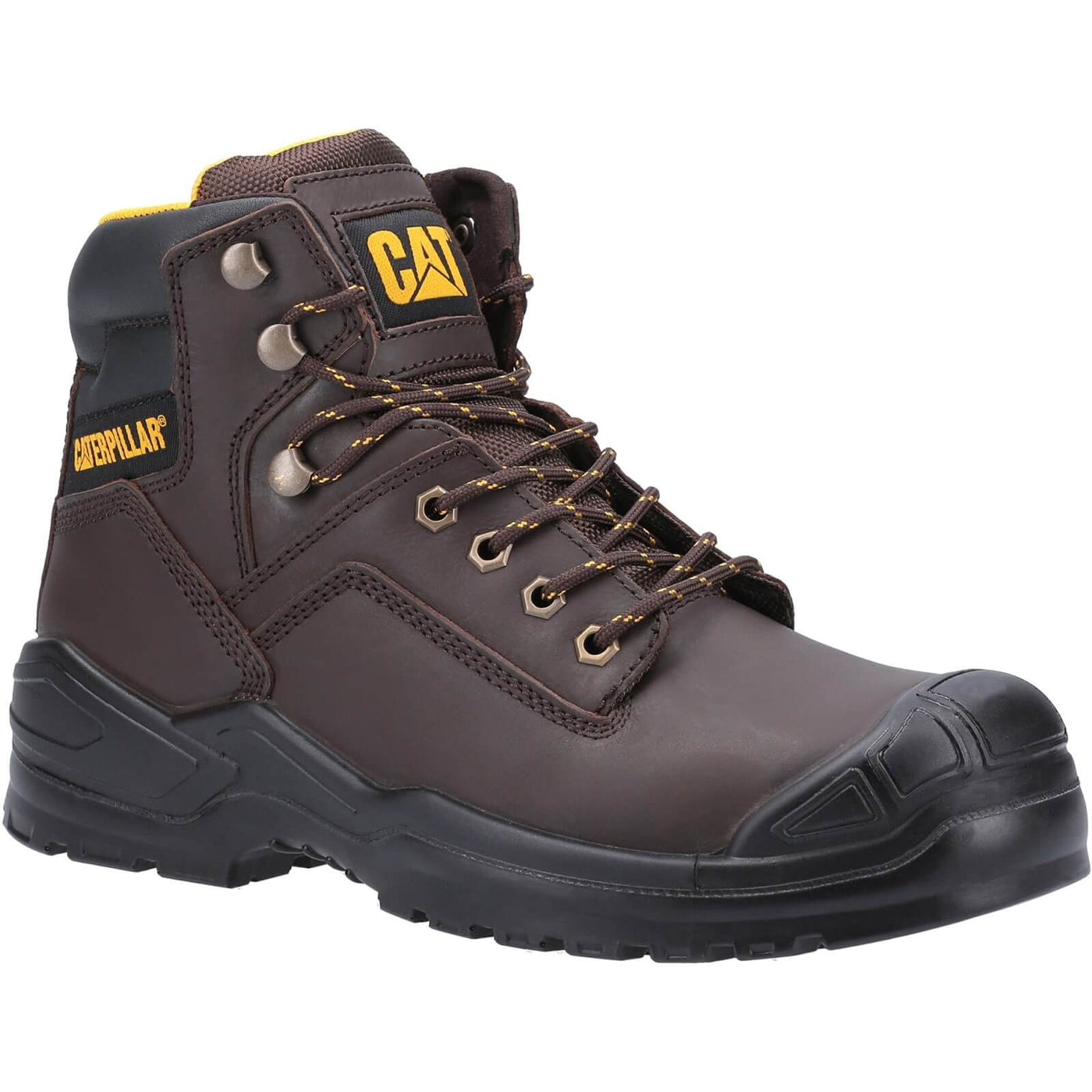 Caterpillar Striver Mid S3 Safety Boots Brown 1#colour_brown