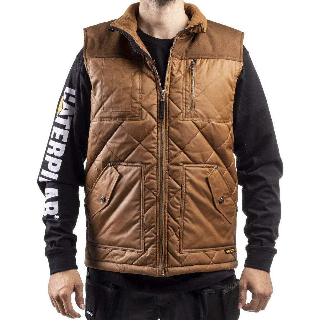 Caterpillar Waxed Cotton Vest-Bronze-2