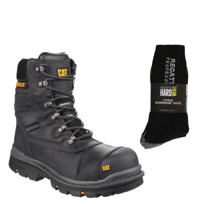 Caterpillar Special Offer Pack - CAT Mens Premier Waterproof Safety Boots + 3 Pairs Work Socks