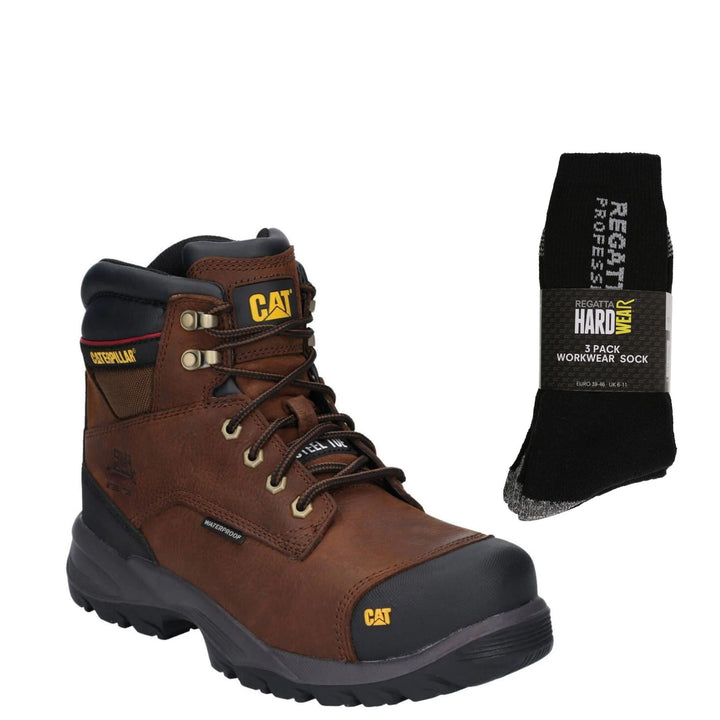 Caterpillar Special Offer Pack - CAT Mens Spiro Waterproof Safety Boots + 3 Pairs Work Socks