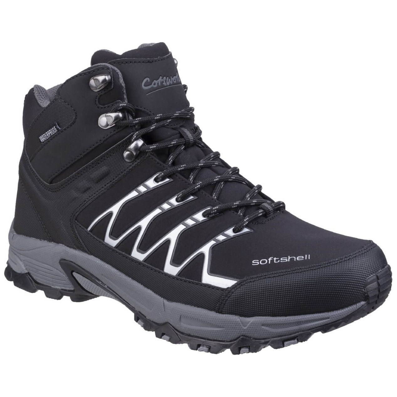 Cotswold Abbeydale Mid Hiking Boots-Black-Grey-Main