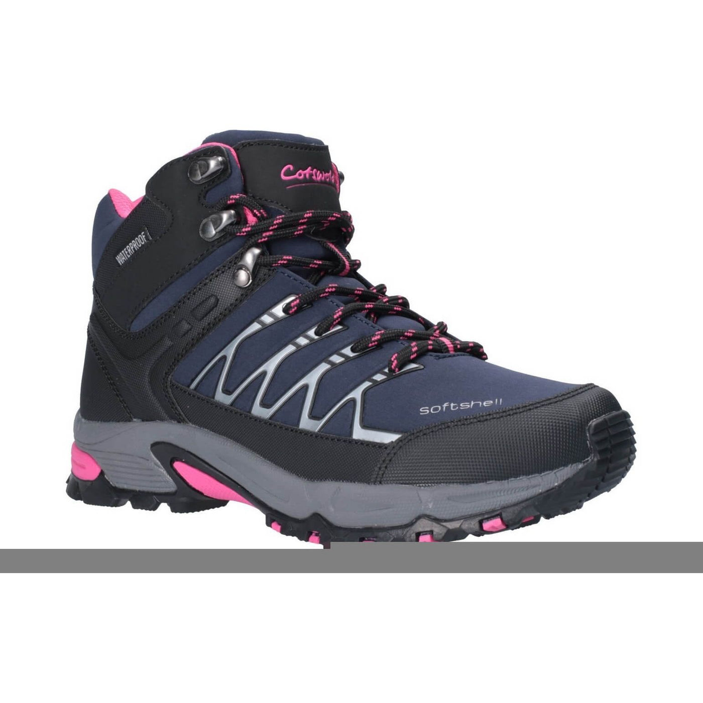 Cotswold Abbeydale Mid Hiking Boots-Navy-Black-Fuchsia-Main