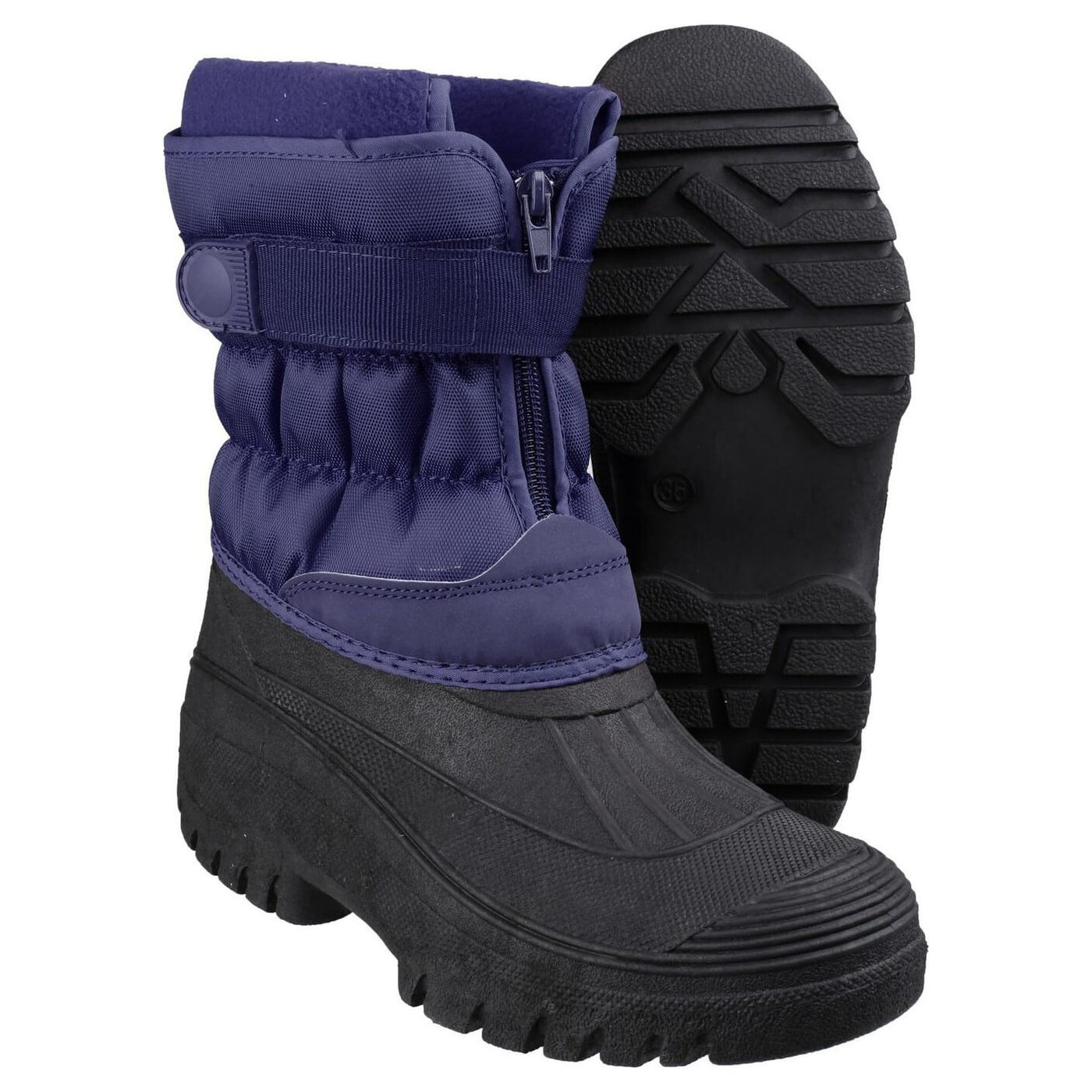 Cotswold Chase Touch-Fastening Zip Winter Boots-Navy-3