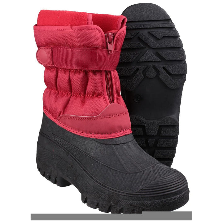 Cotswold Chase Touch-Fastening Zip Winter Boots-Red-3