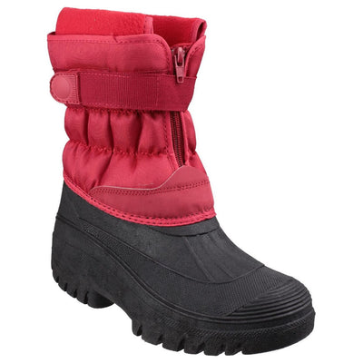 Cotswold Chase Touch-Fastening Zip Winter Boots-Red-Main