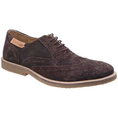 Cotswold Chatsworth Suede Wingtip Shoes-Brown-Main