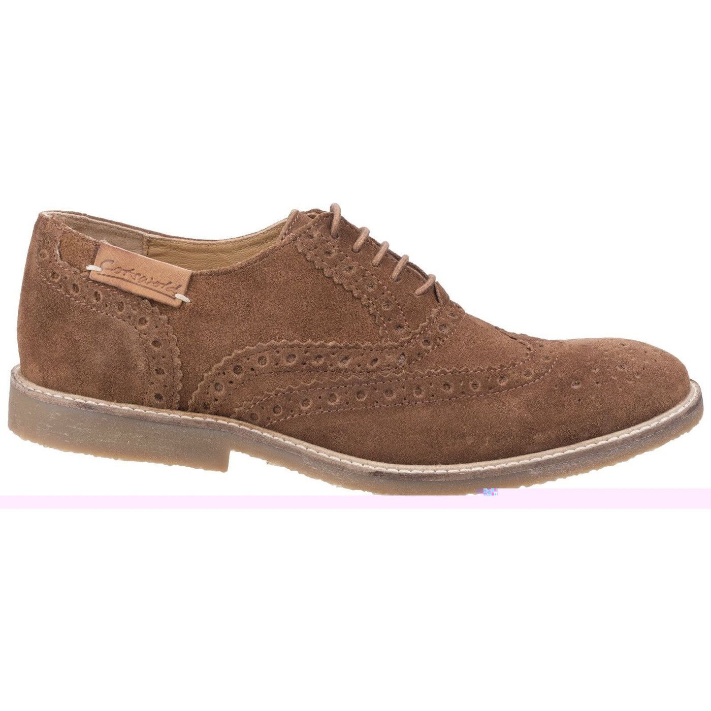 Cotswold Chatsworth Suede Wingtip Shoes-Camel-4