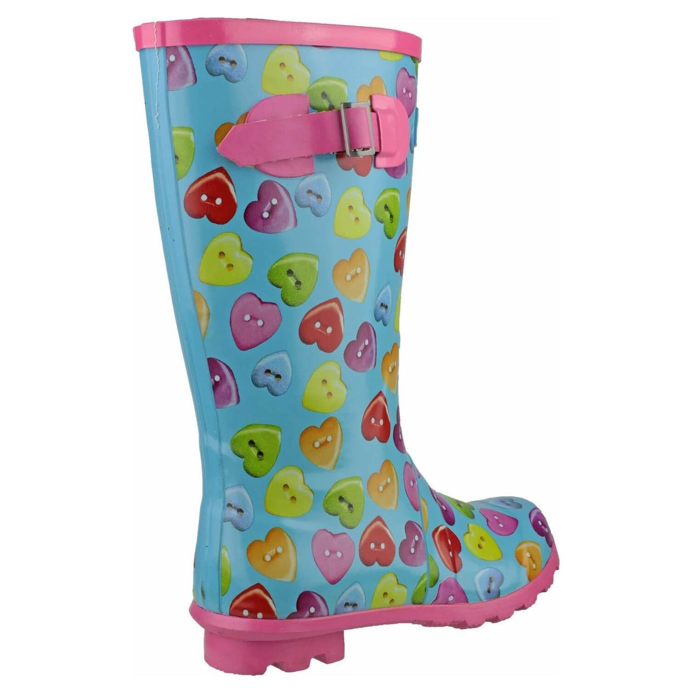 Cotswold Childrens Button Heart Wellies-Blue and multi-2