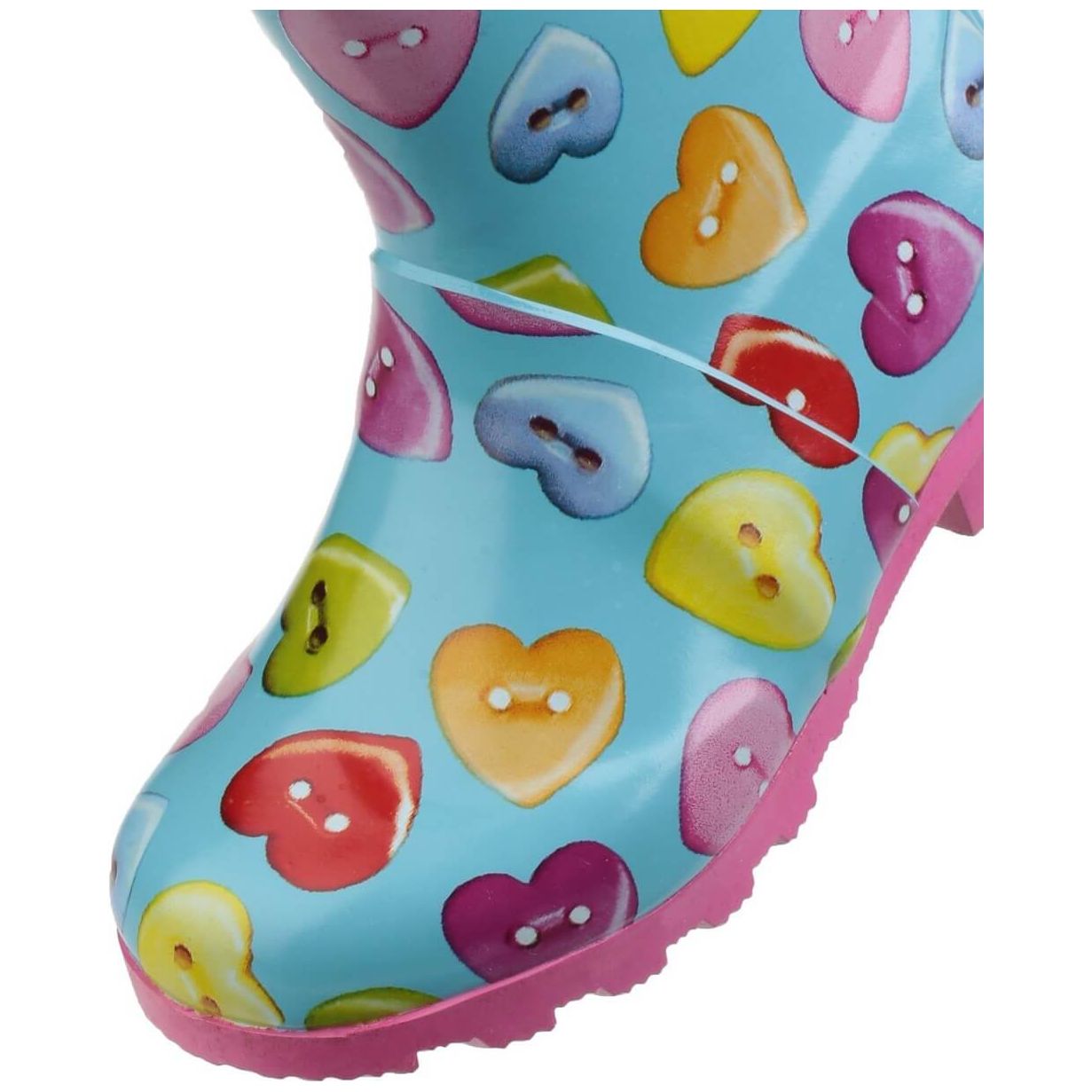 Cotswold Childrens Button Heart Wellies-Blue and multi-6