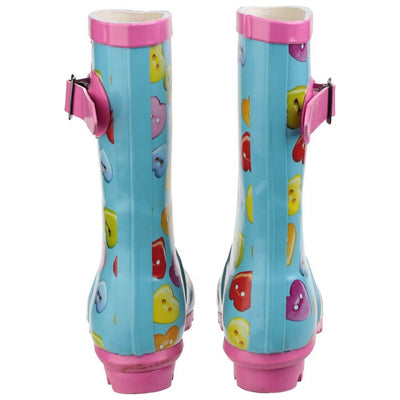 Cotswold Childrens Button Heart Wellies-Blue and multi-7