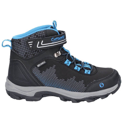 Cotswold Ducklington Touch-Fastening Waterproof Hiking Boots-Black-Blue-4