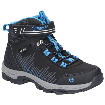 Cotswold Ducklington Touch-Fastening Waterproof Hiking Boots-Black-Blue-Main