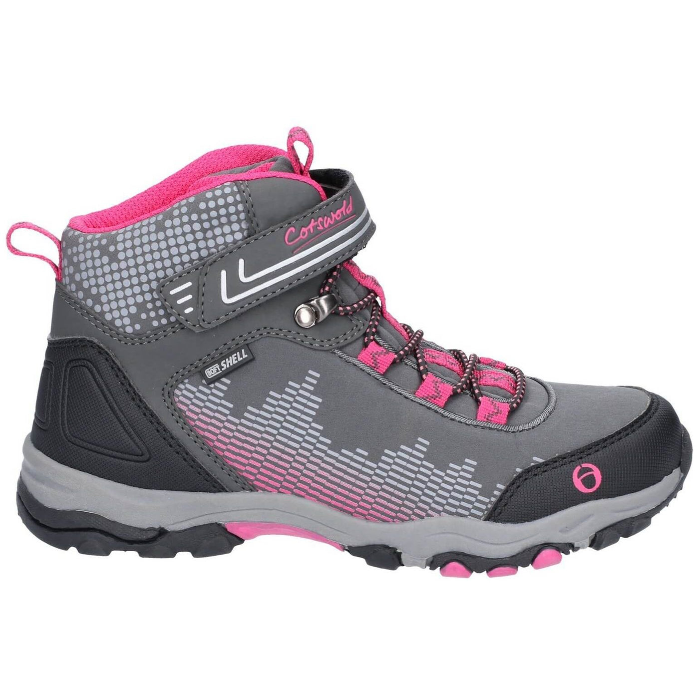 Cotswold Ducklington Touch-Fastening Waterproof Hiking Boots-Grey-Pink-4
