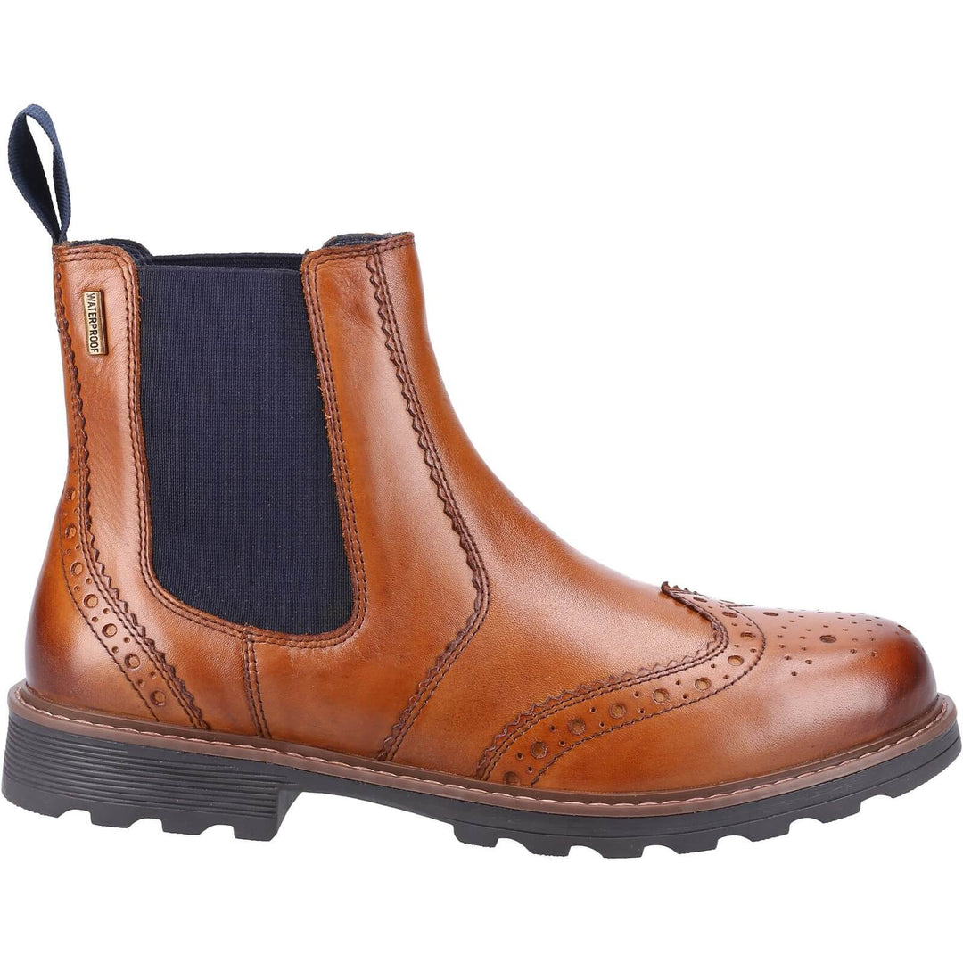 Cotswold Ford Chelsea Brogus Shoes Tan 4#colour_tan