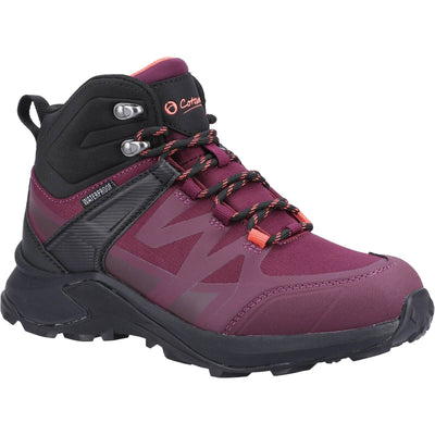 Cotswold Horton Womens Hiking Boots Burgundy 1#colour_burgundy