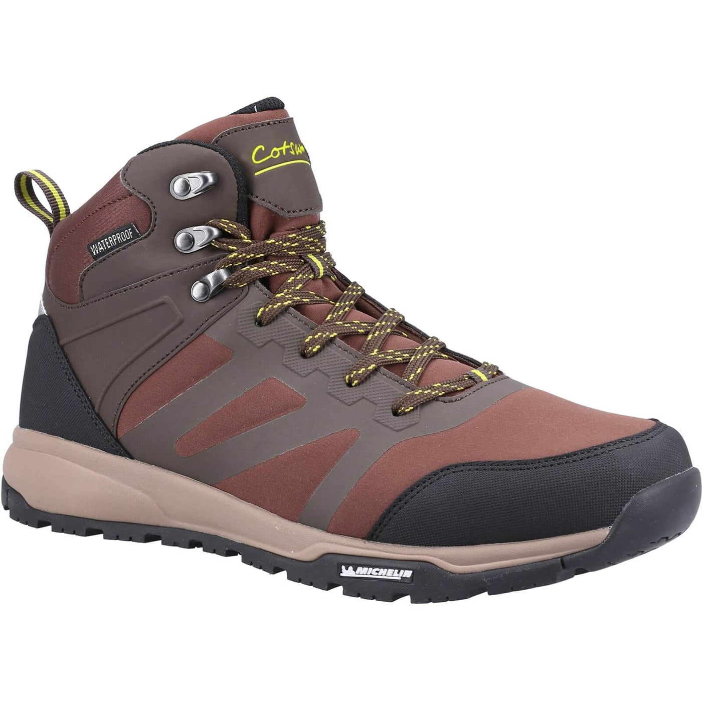 Cotswold Kingham Mid Mens Waterproof Hiking Boots Brown 1#colour_brown