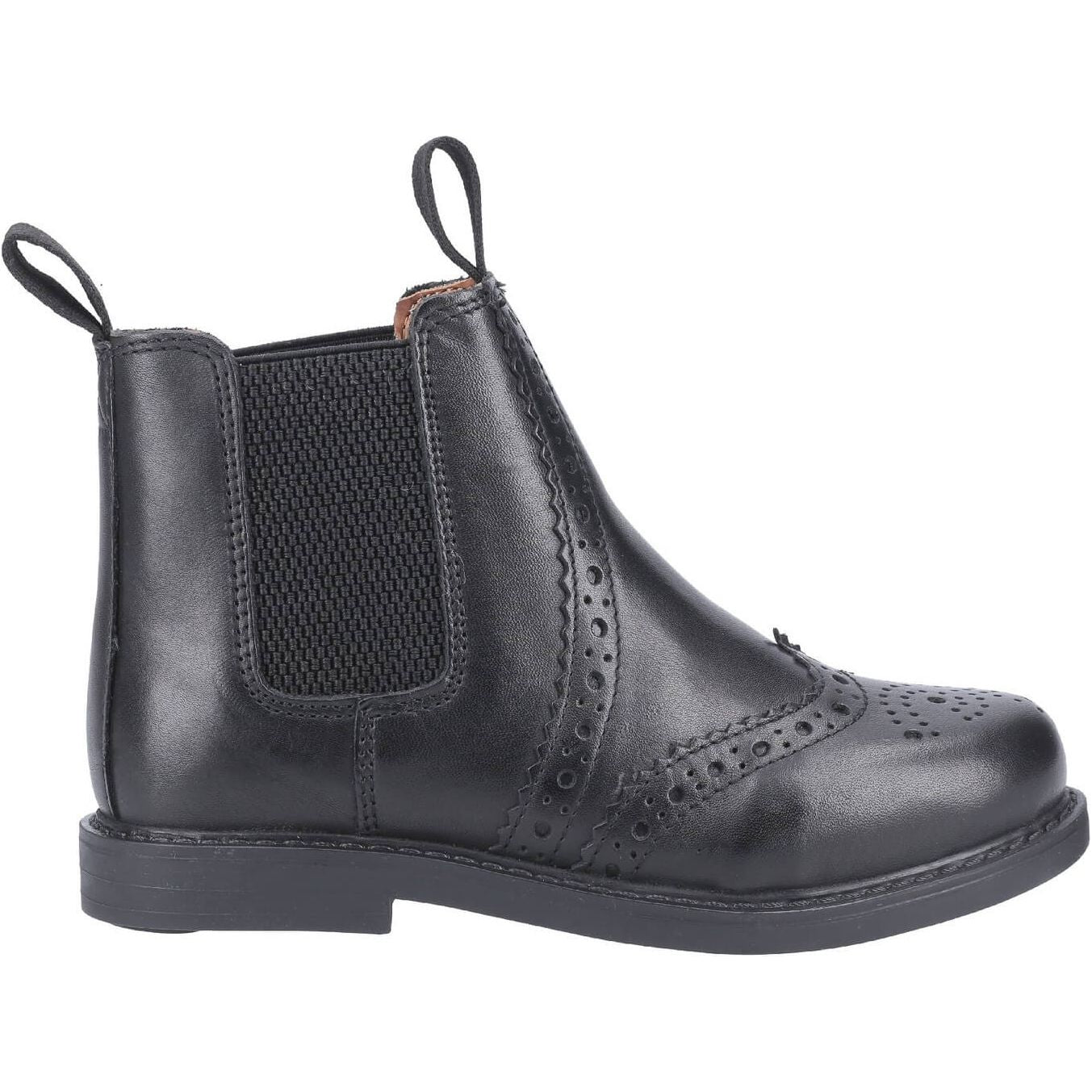 Cotswold Nympsfield Kids Brogue Pull On Chelsea Boots-Black-4
