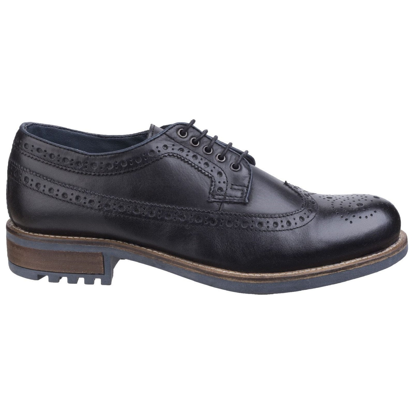 Cotswold Poplar Brogue Shoes-Black-4