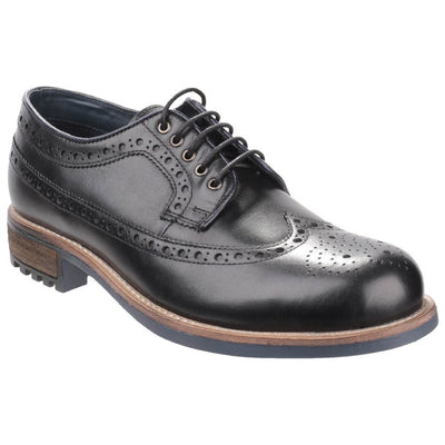 Cotswold Poplar Brogue Shoes-Black-5