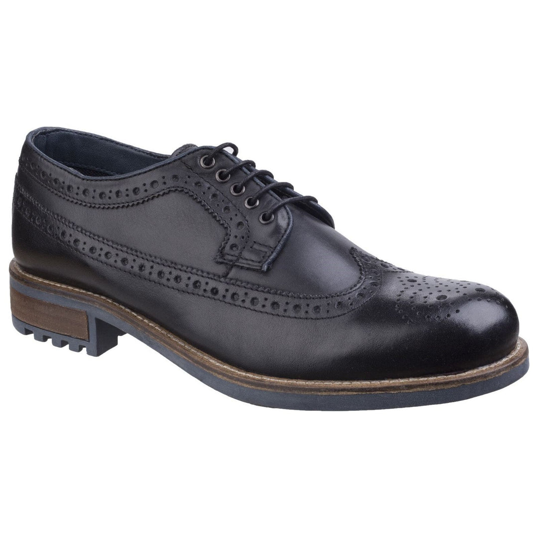 Cotswold Poplar Brogue Shoes-Black-Main