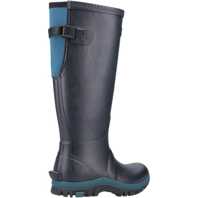 Cotswold Realm Adjustable Wellington Boots Navy/Teal 2#colour_navy-teal