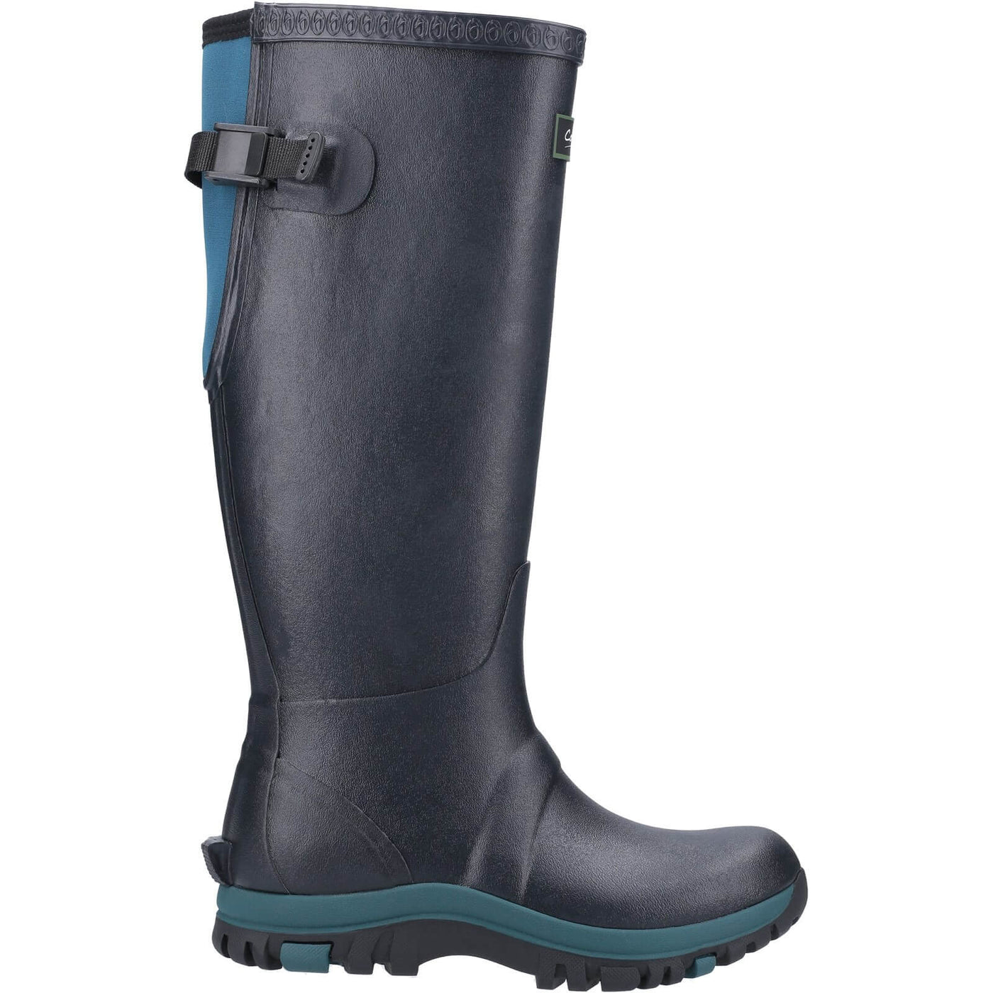 Cotswold Realm Adjustable Wellington Boots Navy/Teal 4#colour_navy-teal
