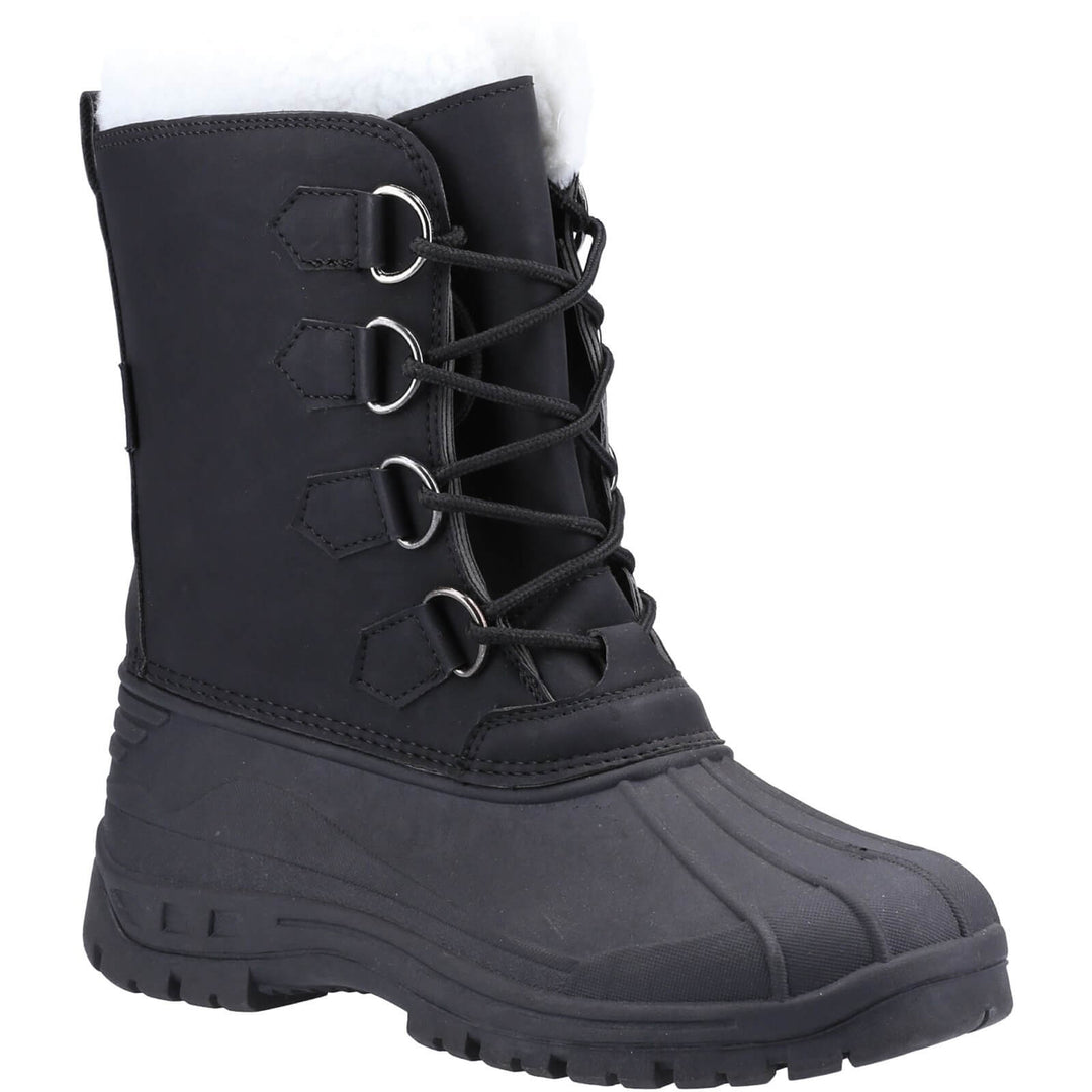 Cotswold Snowfall Waterproof Winter Boots Black 1#colour_black