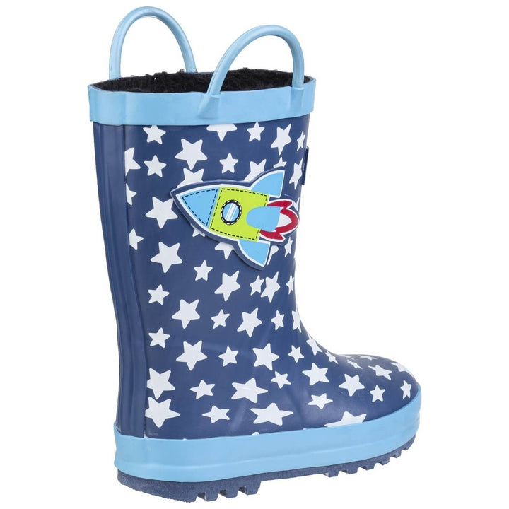 Cotswold Sprinkle Kids Wellies-Dark Blue & White-2