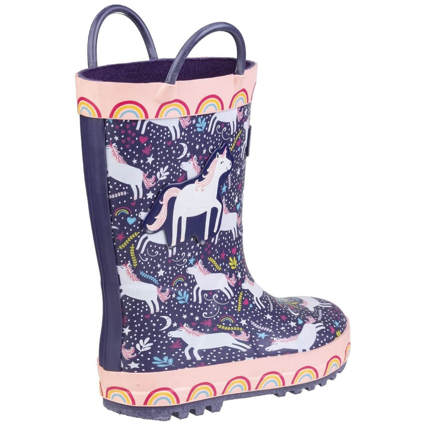 Cotswold Sprinkle Kids Wellies-Purple-Pink & White-2