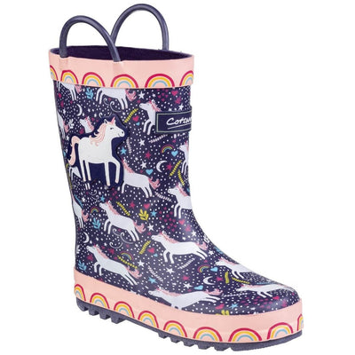 Cotswold Sprinkle Kids Wellies-Purple-Pink & White-Main