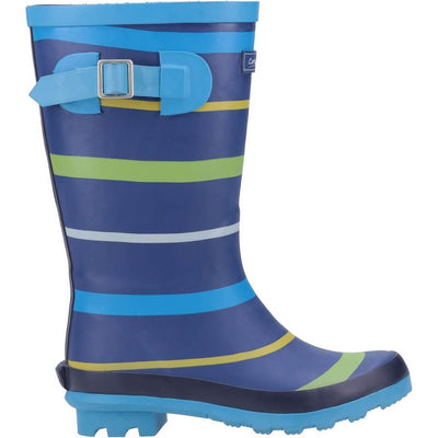Cotswold Stripe Patterned Wellies-Blue-Green-Yellow-4