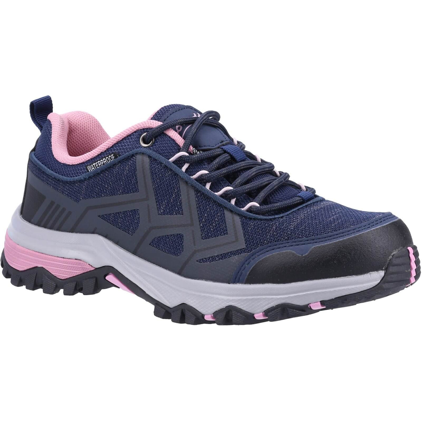 Cotswold Wychwood Low Waterproof Walking Shoes Navy/Pink 1#colour_navy-blue-pink