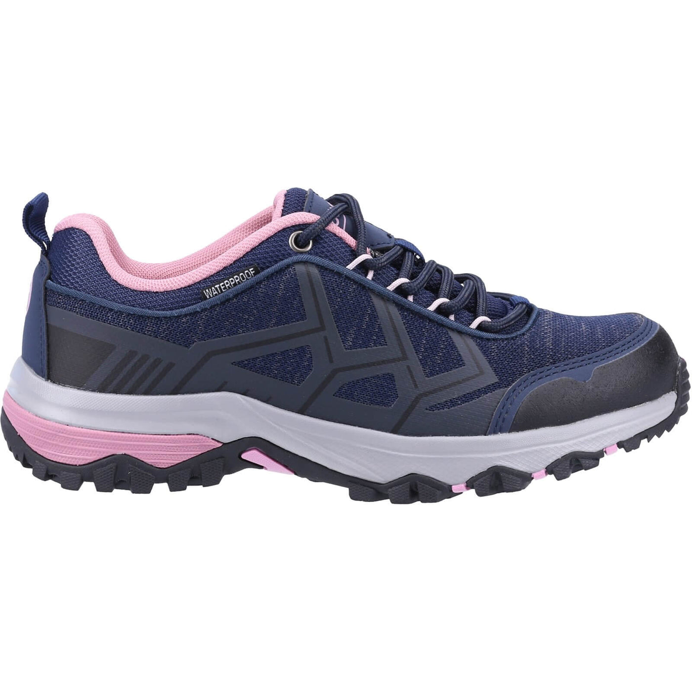 Cotswold Wychwood Low Waterproof Walking Shoes Navy/Pink 4#colour_navy-blue-pink