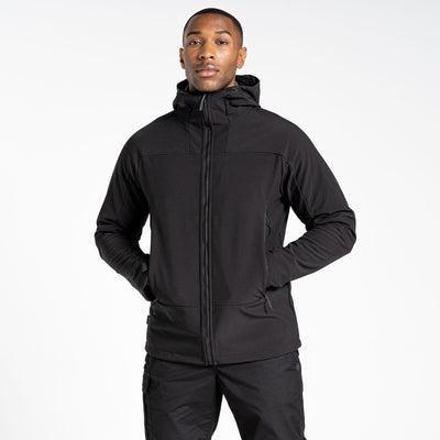 Craghoppers Expert Active Hooded Softshell Jacket Front #colour_black