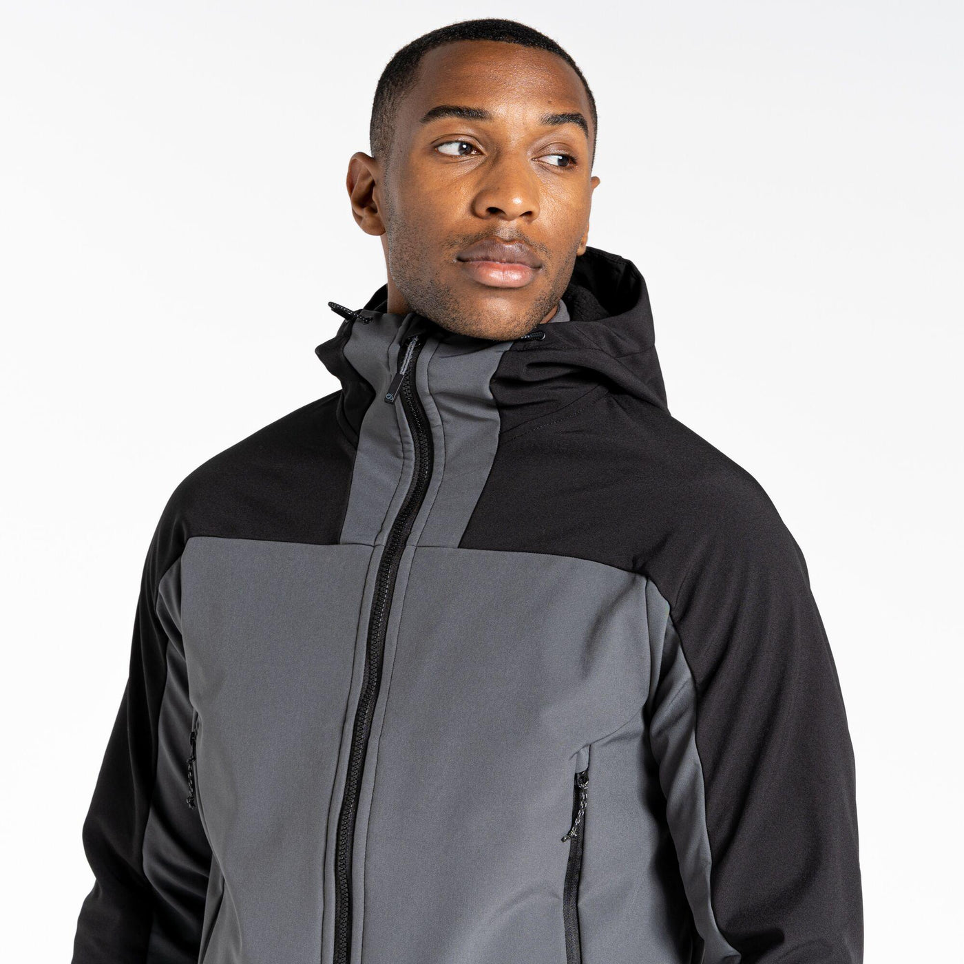 Craghoppers Expert Active Hooded Softshell Jacket Head #colour_carbon-grey-black