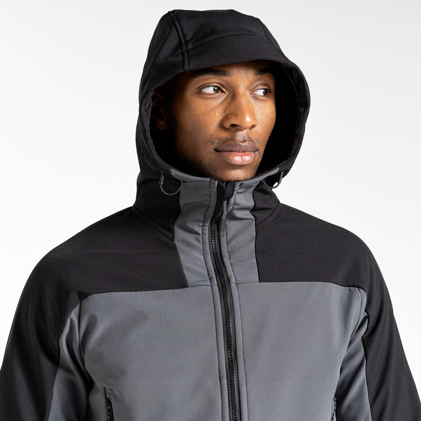 Craghoppers Expert Active Hooded Softshell Jacket Hood #colour_carbon-grey-black