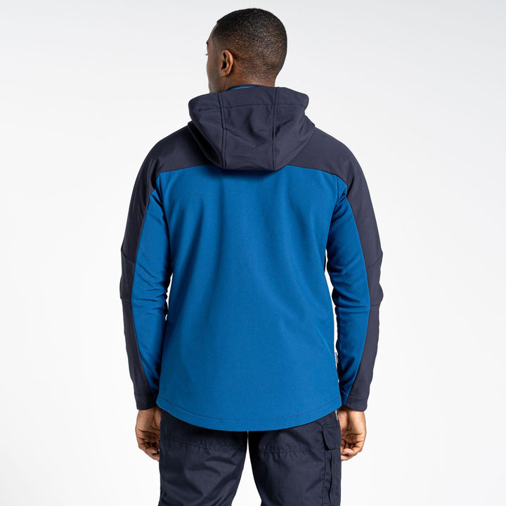 Craghoppers Expert Active Hooded Softshell Jacket Poseidon Blue/Dark Navy Back#colour_poseidon-blue-dark-navy