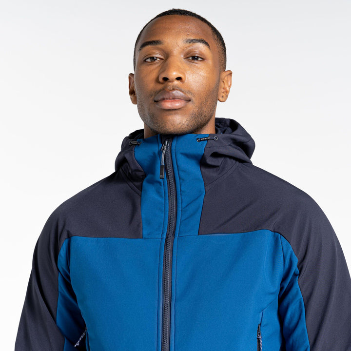 Craghoppers Expert Active Hooded Softshell Jacket Poseidon Blue/Dark Navy Head#colour_poseidon-blue-dark-navy