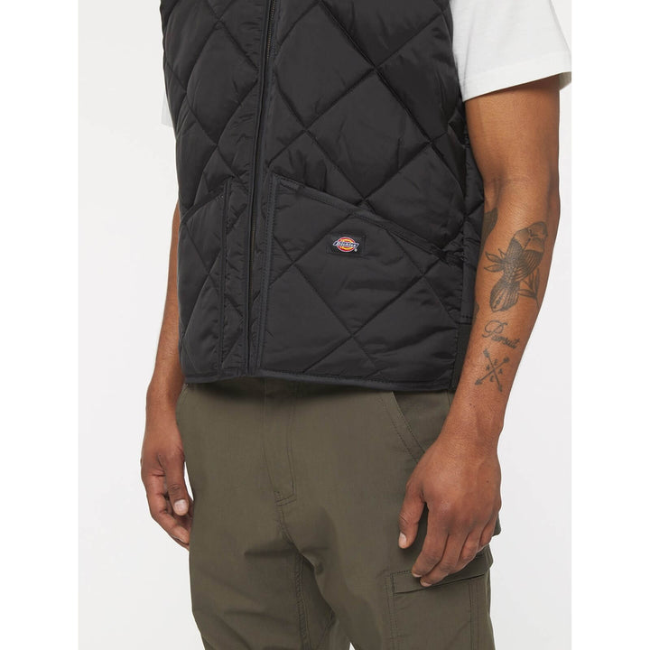 Dickies Diamond Quilted Vest Black 4#colour_black