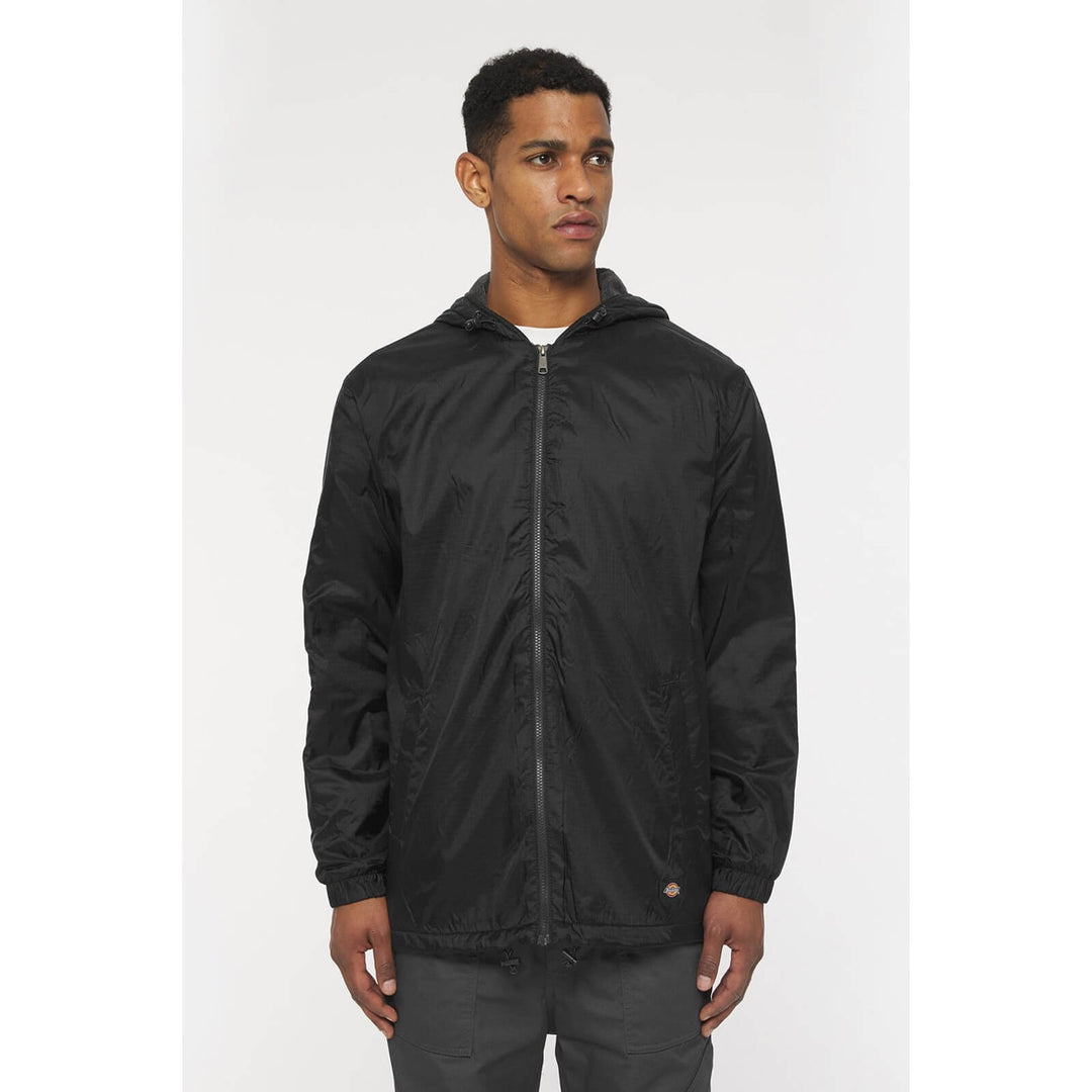 Dickies Fleece Lined Nylon Hooded Jacket Black 1#colour_black