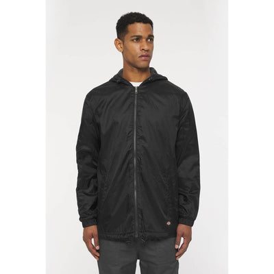Dickies Fleece Lined Nylon Hooded Jacket Black 1#colour_black