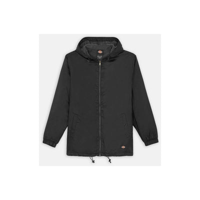 Dickies Fleece Lined Nylon Hooded Jacket Black 3#colour_black