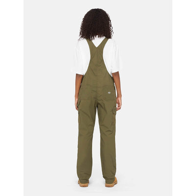 Dickies Womens Protective Bib and Brace Rinsed Military Green 2#colour_rinsed-military-green