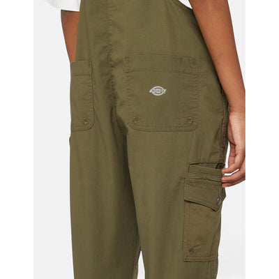 Dickies Womens Protective Bib and Brace Rinsed Military Green 3#colour_rinsed-military-green