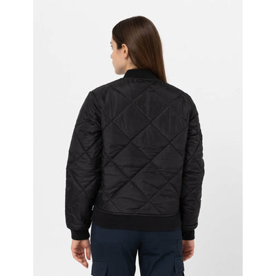 Dickies Womens Quilted Bomber Jacket Black 2#colour_black