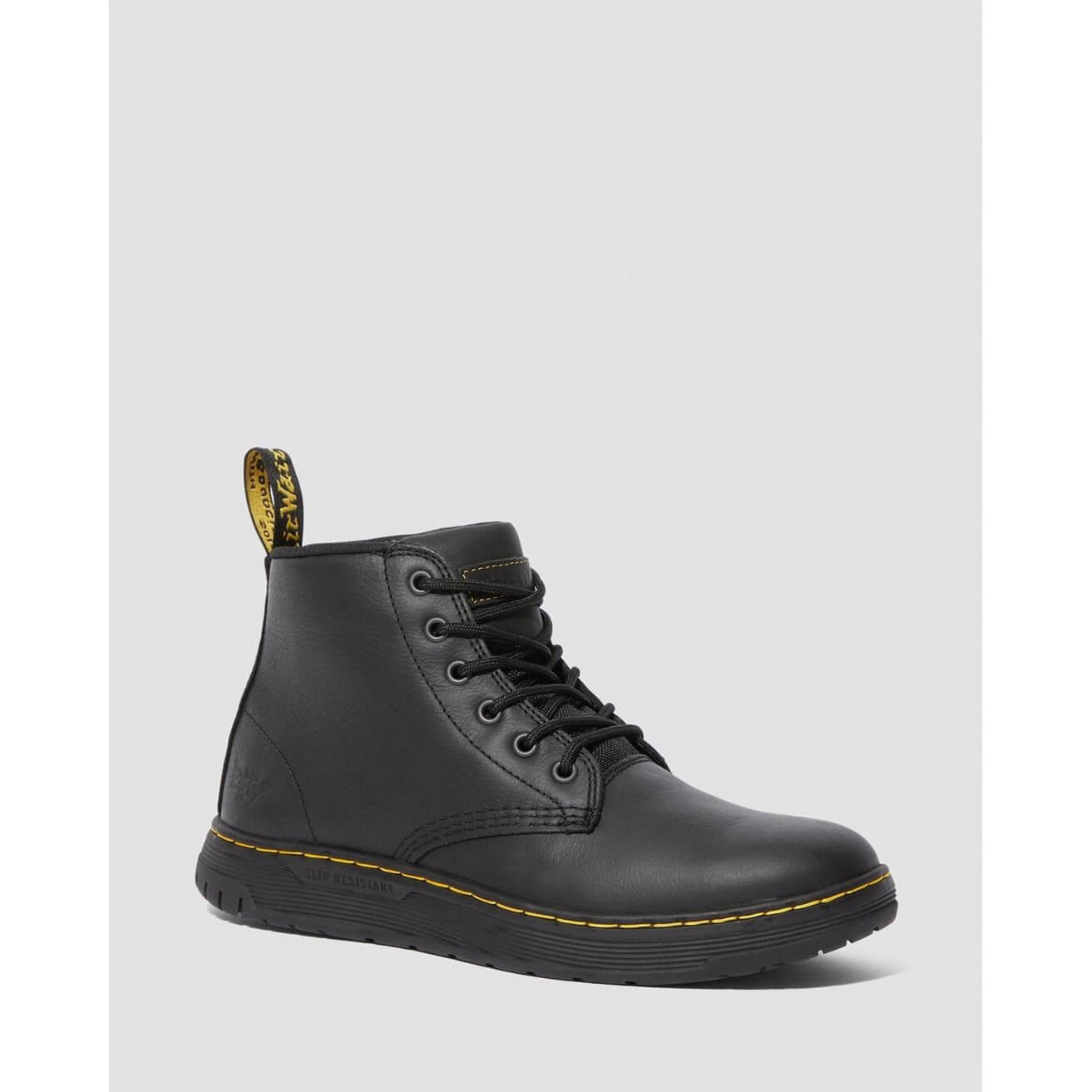 Dr Martens Amwell Slip Resistant Leather Shoes Black 1#colour_black