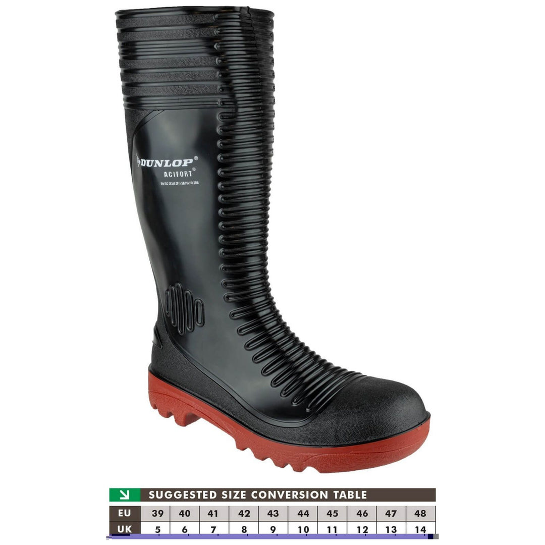 Dunlop Acifort Ribbed Safety Wellies-Black-6