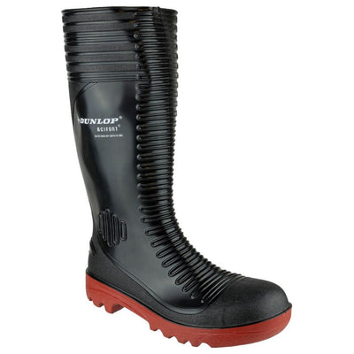 Dunlop Acifort Ribbed Safety Wellies-Black-Main