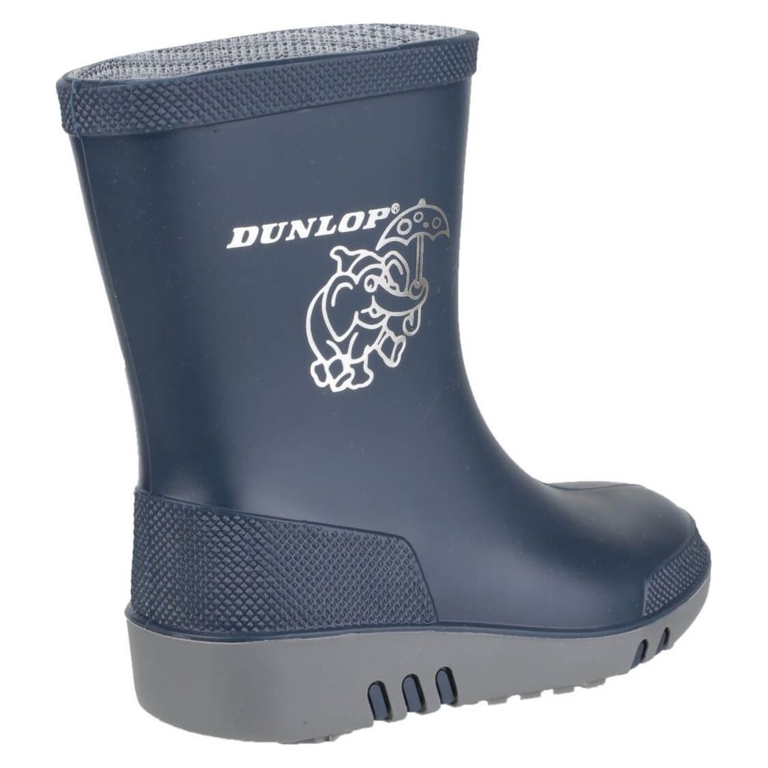 Dunlop Kids Elephant Pattern Red Wellies-Blue-Grey-2