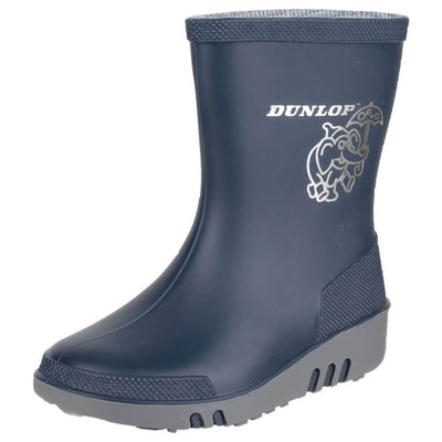 Dunlop Kids Elephant Pattern Red Wellies-Blue-Grey-8